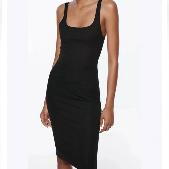 Zara Trafaluc Black Midi Knee Length Bodycon Sleeveless Dress Women’s Size Small - Picture 1 of 6